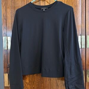 AYR Thick Jersey Long Sleeve Crewneck Top in Black